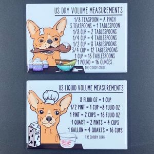 Red Chihuahua Dog Measuring Chart Magnets Handmade Kitchen Cooking Baking Guide